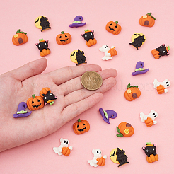 30pcs 6 Stil Harz Cabochons Halloween-Thema&nbsp;RESI-CJ0001-194