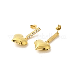 Orecchini a bottone con strass in acciaio inossidabile 304 placcati ioni (ip) per donna&nbsp;EJEW-M024-06B-G