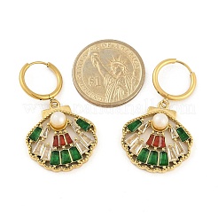Boucles d'oreilles créoles en acier inoxydable 304 avec micro pavé de zircones cubiques et placage ionique (IP)&nbsp;EJEW-A119-07G