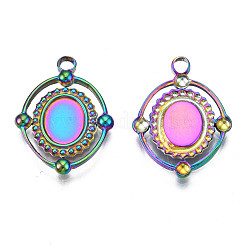 Pendentifs en acier inoxydable 304 plaqués en arc-en-ciel avec monture en émail&nbsp;STAS-S119-115