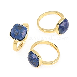 Bagues en lapis-lazuli naturel avec accessoires en laiton&nbsp;G-H353-04G-02