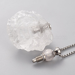 Colliers pendants de bouteille de parfum en cristal de quartz naturel&nbsp;NJEW-H216-04P