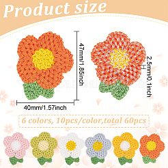 60 Stück 6 Farben Häkelblumenapplikationen&nbsp;DIY-FG0004-49