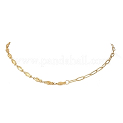 Collar de cadena mixta de eslabones de mariposa con forma de concha de pescado de acero inoxidable 304 para mujer&nbsp;NJEW-JN05991