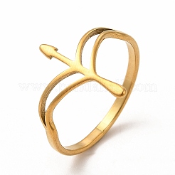 Bague en acier inoxydable 201 avec flèche creuse pour femme&nbsp;RJEW-K239-07G