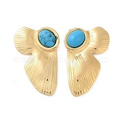 Boucles d'oreilles à tige en acier inoxydable 304 avec turquoise synthétique pour femme&nbsp;EJEW-U046-16G
