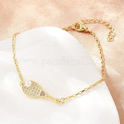 Bracciali in ottone micro pavé con zirconi cubici trasparenti per donna&nbsp;KK-CBA68DA-01