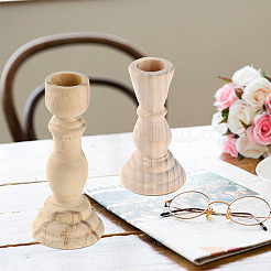 2 bougeoir en bois non teinté de 2 styles&nbsp;DIY-GF0004-48