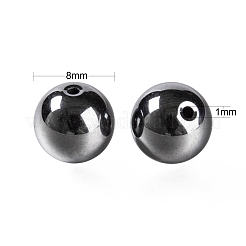 100 Stk. 8 mm nichtmagnetische synthetische Hämatit-Rundperlen&nbsp;DIY-LS0002-16