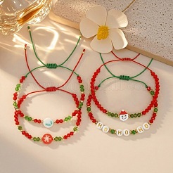 4-teiliges Set verstellbarer Weihnachtsarmbänder aus Glas- und Kunststoffperlen für Damen&nbsp;YO6300