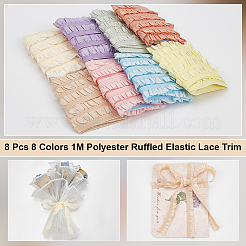 8 pièce de bordure en dentelle élastique à volants en polyester de 1 m&nbsp;OCOR-NB0001-93A