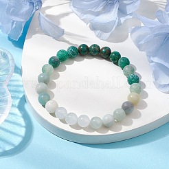 Braccialetti elasticizzati con perline di amazzonite naturale rotonda da 8 mm&nbsp;BJEW-TA00514-03