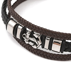 Geflochtene Mikrofaser-Leder-Mehrstrang-Armbänder&nbsp;BJEW-B096-30A