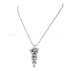 Collane con catena a maglie quadrate in acciaio inossidabile 304 con pendente a grappolo rotondo in ematite sintetica non magnetica&nbsp;NJEW-JN05888
