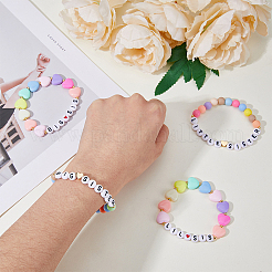 4 stücke 4 arten wort große kleine sis acryl herz perlen stretch armbänder set&nbsp;BJEW-FI0001-54