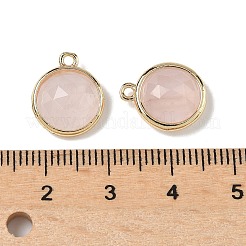 Natürlicher Rosenquarz facettiert flach rund Charms&nbsp;G-U028-03G-07