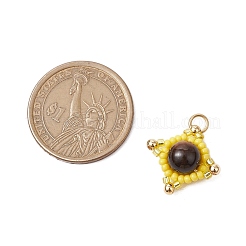 Pendenti a forma di stella con perline di semi di vetro e occhio di tigre naturale fatti a mano&nbsp;PALLOY-MZ00493-02
