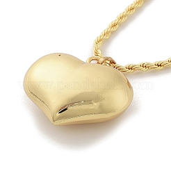 Collares con colgante de corazón inflado de latón chapado en estante para mujer&nbsp;NJEW-D057-01G