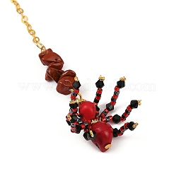 Decorazioni pendenti con perline di vetro e turchese sintetico tinto a tema Halloween&nbsp;HJEW-MZ00282-02