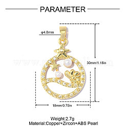 Pendentifs en laiton zircon cubique transparent&nbsp;CU-OY001-20G