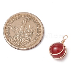 4 stücke 4 arten natürliche rose quarz & aventurin & amethyst & karneol kupfer draht gewickelt ball anhänger&nbsp;PALLOY-TA00217-01