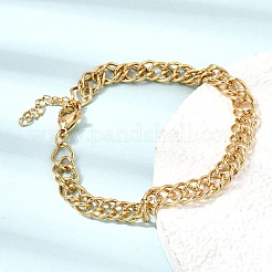 Bracelets à double maillon en acier inoxydable 304 de 6.5 mm pour femmes et hommes&nbsp;SA-CBA37BC-21G