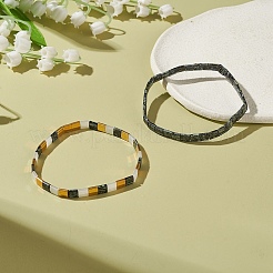 Ensemble de bracelets extensibles perlés rectangle de graine de verre 2pcs 2&nbsp;BJEW-JB09036