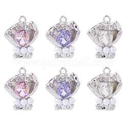 6 Uds. Colgantes de rhinestone de aleación chapados en estante de 3 colores&nbsp;FIND-TA0005-40