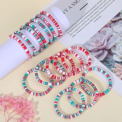 Juego de pulseras elásticas hechas a mano de arcilla polimérica heishi surfer&nbsp;BJEW-SW00099-01