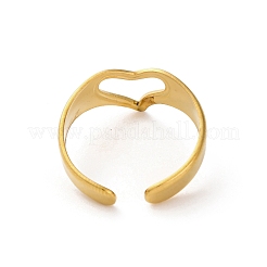 Offene Manschettenringe aus 304 Edelstahl mit hohlem Herz für Damen&nbsp;RJEW-K258-05G-01