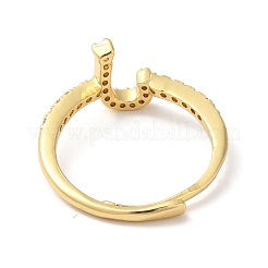 Verstellbare Ringe aus Messing mit Zirkonia und arabischen Buchstaben für Damen&nbsp;RJEW-S407-10G-02