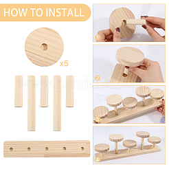 Présentoir à bijoux rond en bois fatigué à 5 couche&nbsp;ODIS-WH0086-160