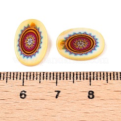 Dijes ovalados con estampado de doble cara de concha de agua dulce natural&nbsp;SHEL-T020-05G