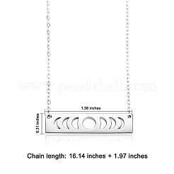 Rectangle en laiton avec pendentif phase de lune avec chaînes forçat pour femme&nbsp;JN1026A