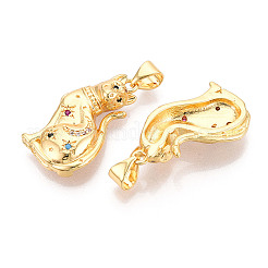 Colgantes de circonita cúbica micro pavé de latón chapado en oro real de 18 quilates&nbsp;KK-R159-36G