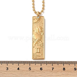 Collar con colgante de constelación rectangular de circonita cúbica transparente de acero inoxidable 304 para mujeres y hombres.&nbsp;NJEW-S435-01G-C