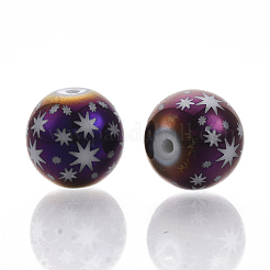 Perle di vetro placcate natalizie&nbsp;X-EGLA-R113-07G