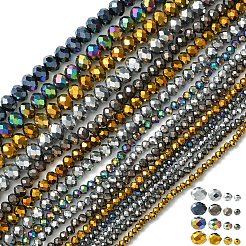 4 brin 4 styles de perles en verre transparent électrolytique&nbsp;EGLA-YW0001-84A