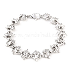 304 Edelstahl-Blumengliederkettenarmbänder&nbsp;BJEW-D379-17P