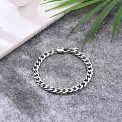 Anlaufgeschützte Herren-Armbänder aus modischem 304 Edelstahl mit kubanischen Gliedern&nbsp;BJEW-JB05657-02