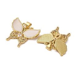 Pendentifs avec zircon cubiques à micro-pavés en laiton&nbsp;KK-D390-09G