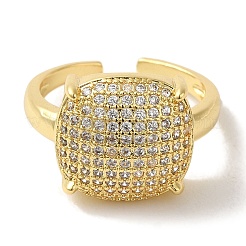 Bague de manchette en zircone cubique transparente micro pavée de laiton placage en rack&nbsp;RJEW-P104-01G