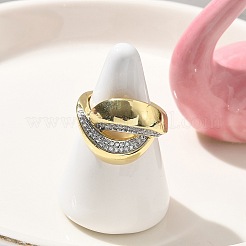Manschettenfingerringe aus Messing mit Mikropflaster und klarem Zirkonia für Damen&nbsp;RJEW-B112-12GP
