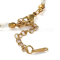Collana di perline in vetro ovale e acciaio inossidabile 201&nbsp;NJEW-Z029-01A