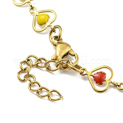 Bracciale a catena con maglie a cuore smaltato&nbsp;BJEW-A142-04G