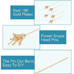 10 Stück Kopfstifte aus Messing in Blumenform&nbsp;KK-GO0001-49