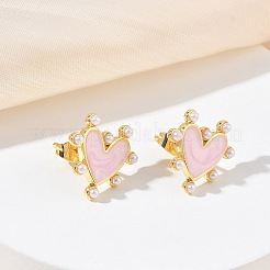 Orecchini a perno in ottone smaltato per San Valentino&nbsp;EJEW-G464-02G