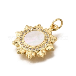 Colgantes de concha de circonita cúbica con micro pavé de latón&nbsp;KK-D328-12G