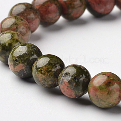 Bracciali naturali Unakite Tonda tratto&nbsp;BJEW-L594-A02