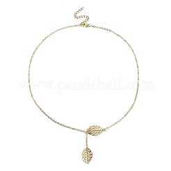 Colliers lariat à pendentif feuille en laiton&nbsp;NJEW-TA00134
